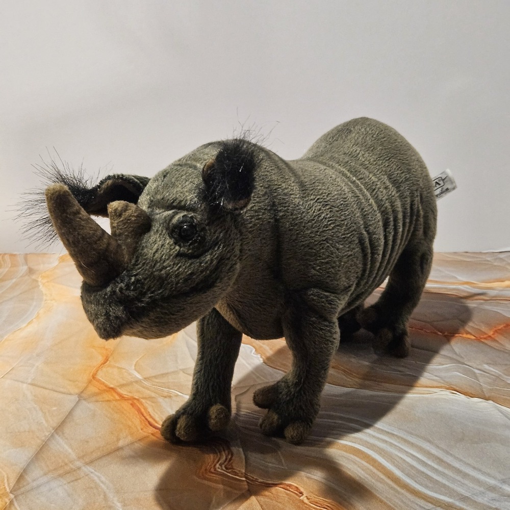 HANSA Creations Black Rhinoceros Rhino Plush Realistic Wildlife Stuffed Animal